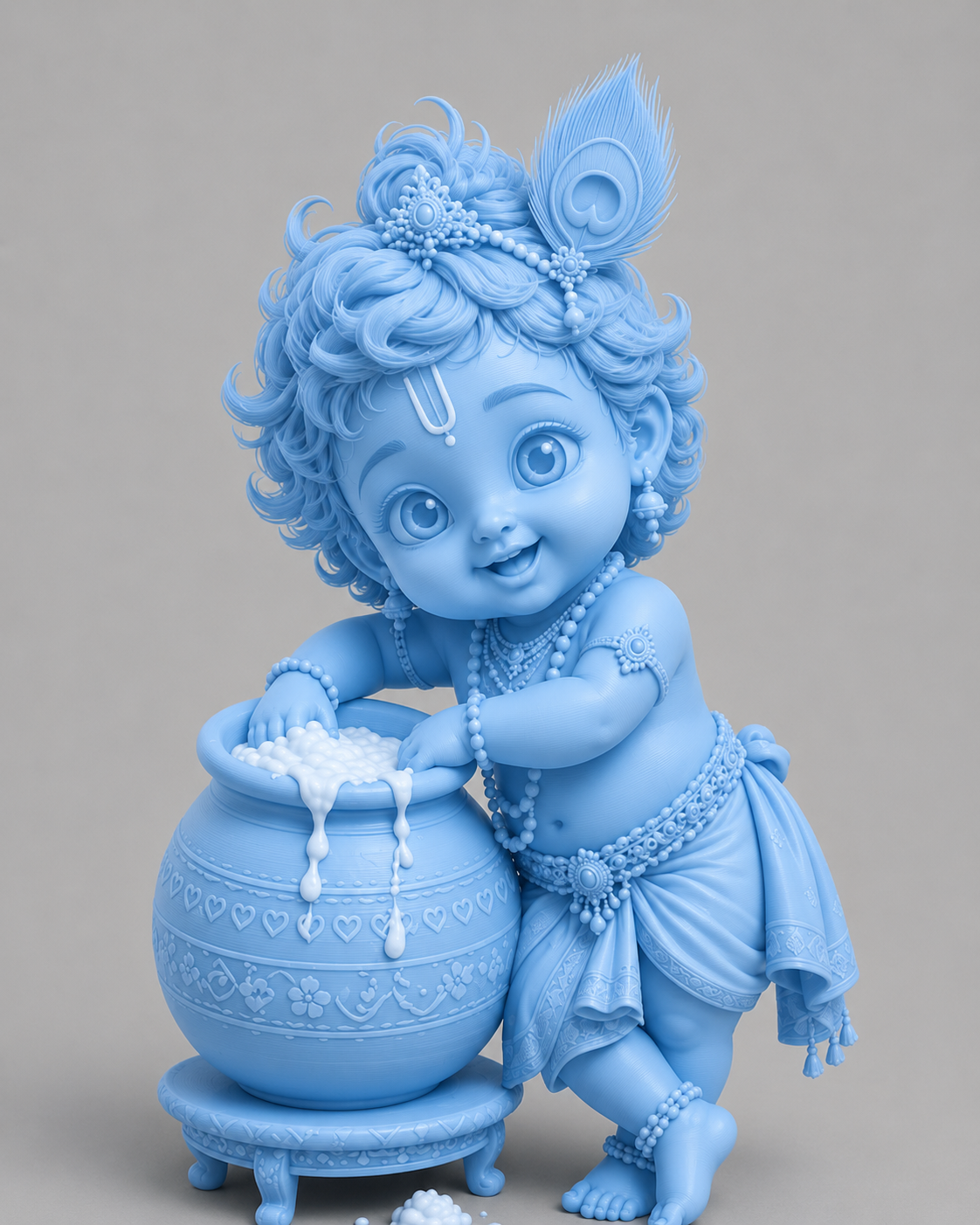Cute Little Krishna Makhan Matki 3D Model (5 Inch)